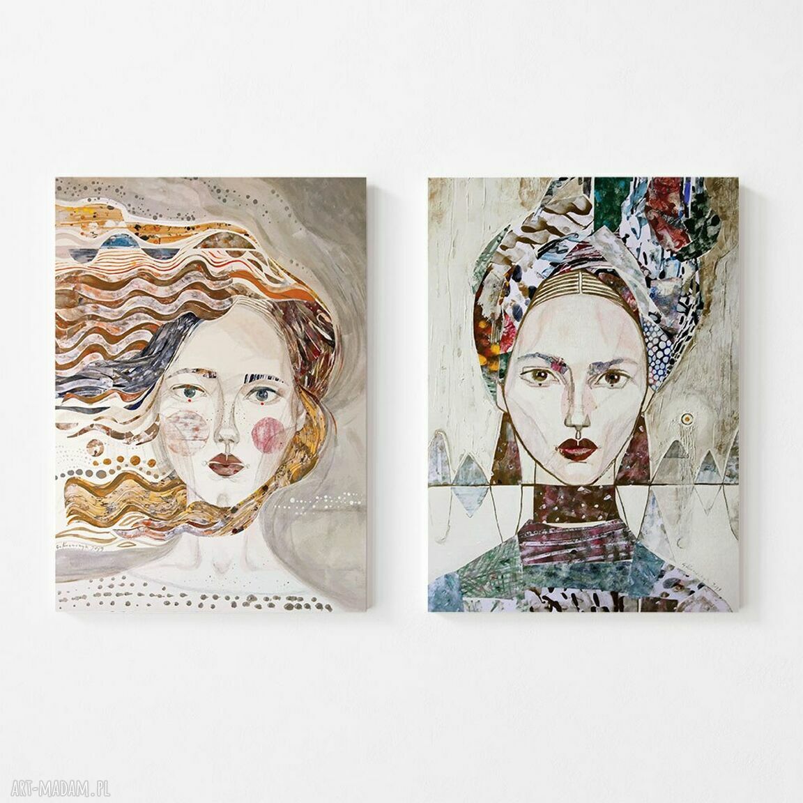 Zestaw obrazów 120x80 cm z portretami - druk na płótnie