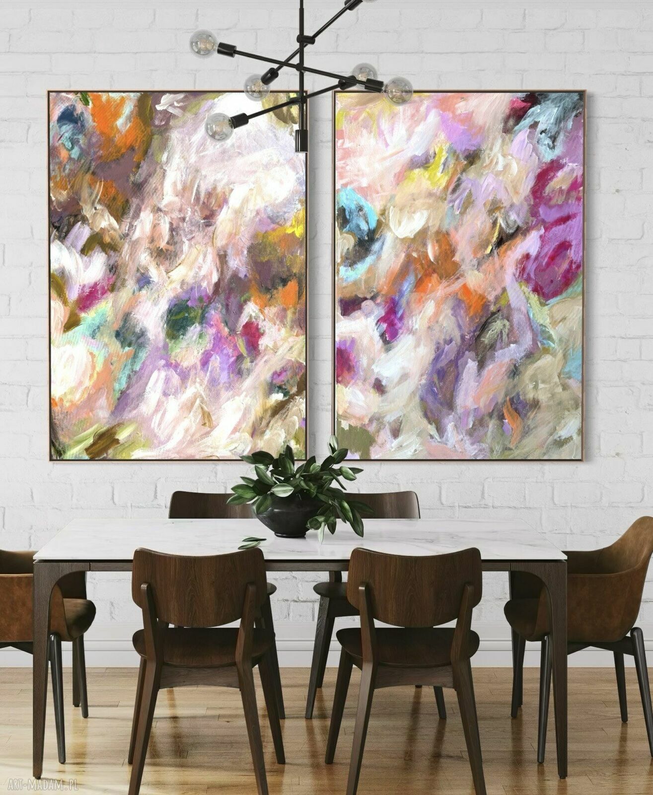 Zestaw obrazów na płótnie 100x70 cm - kolorowa abstrakcja ręcznie malowana