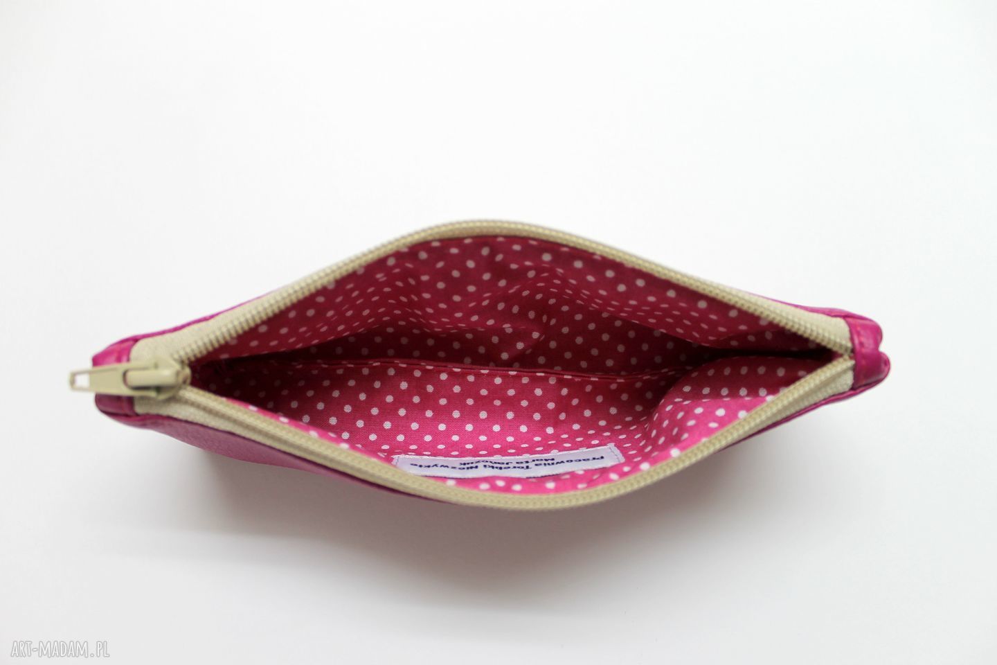 Zestaw piórnik i kosmetyczka fuksja - elegancki komplet handmade