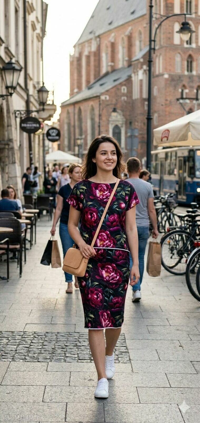 Zestaw Piwonia Handmade Go Ka: bluzka z jerseyu i spódniczka z dresówki pętelki