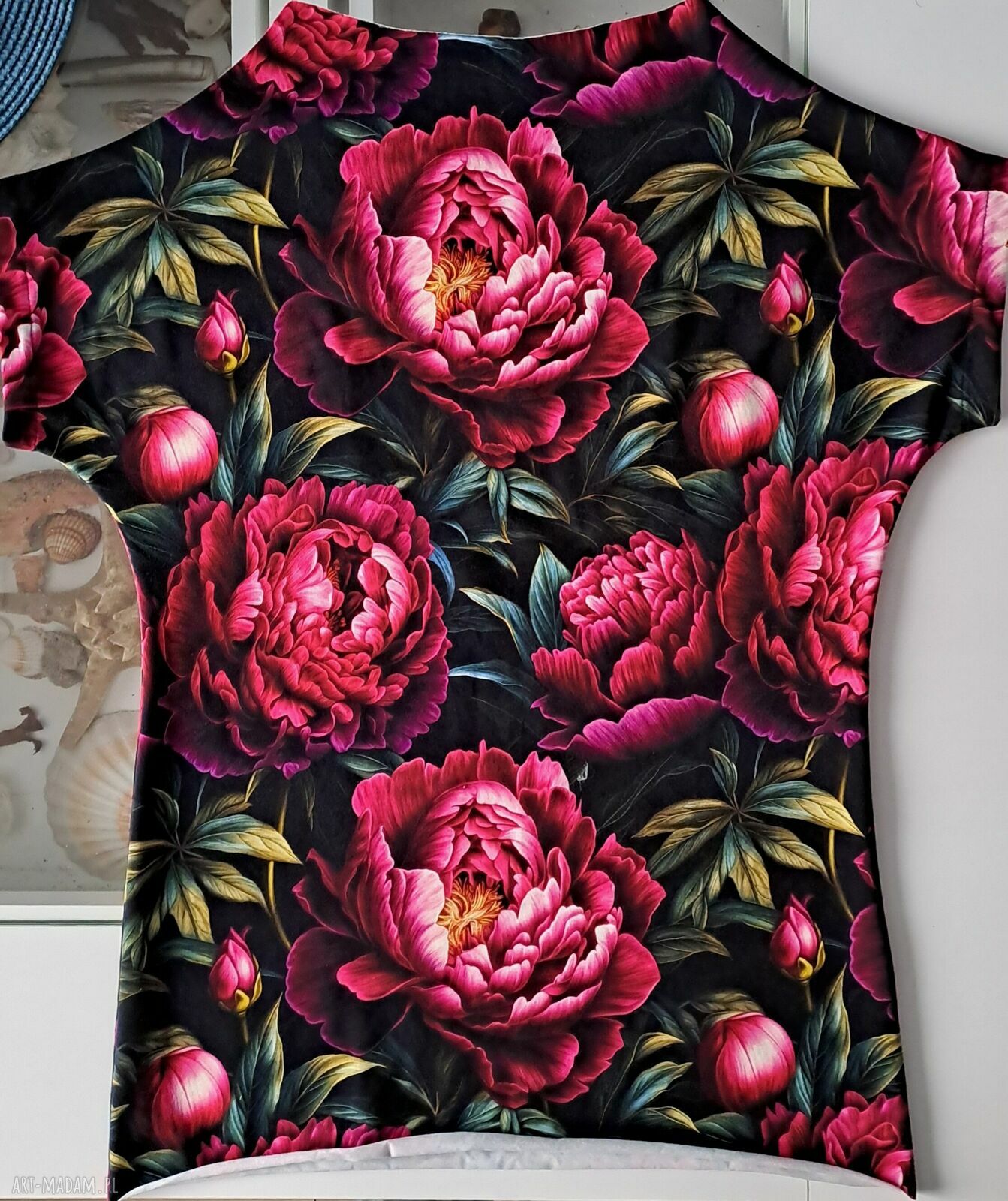 Zestaw Piwonia Handmade Go Ka: bluzka z jerseyu i spódniczka z dresówki pętelki