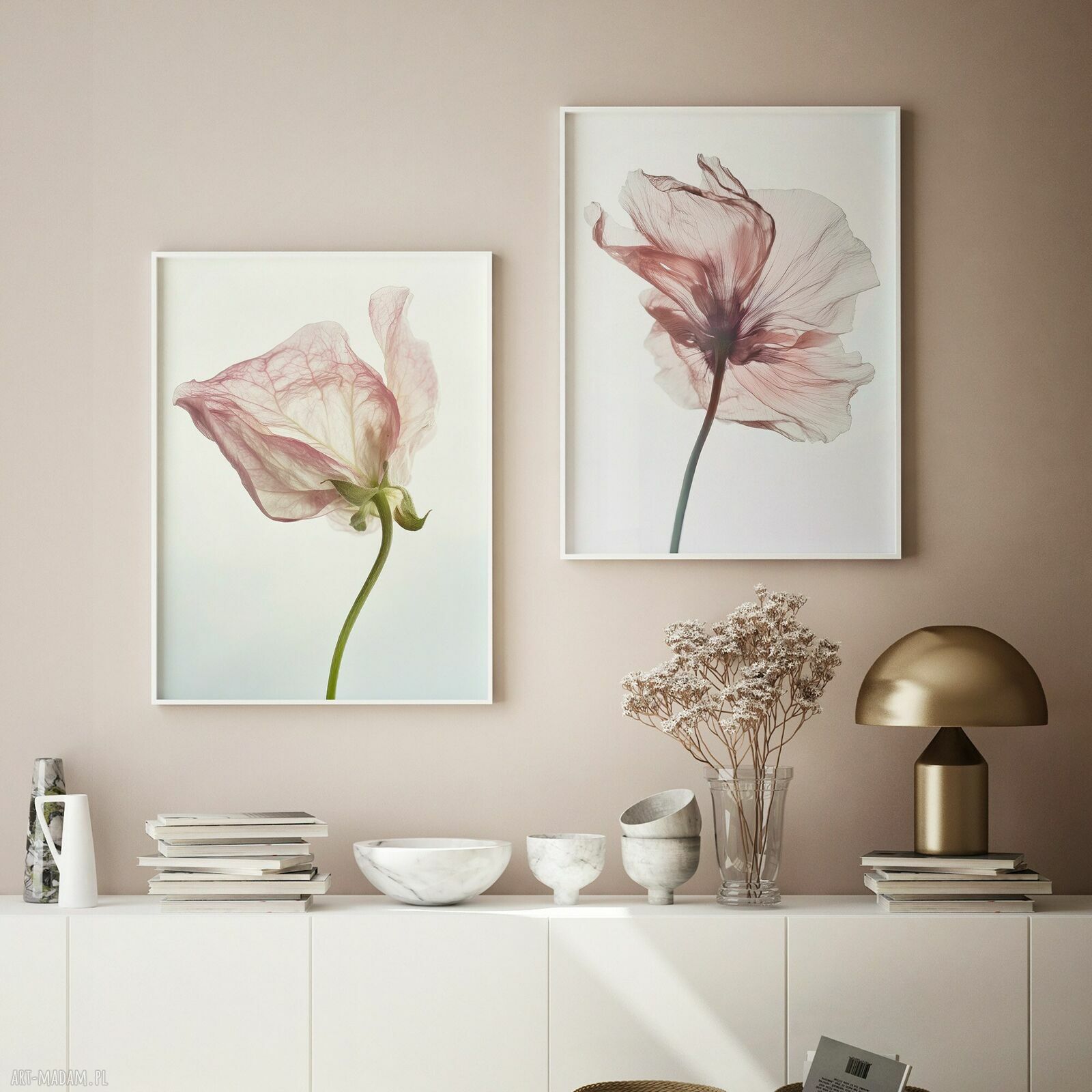 Zestaw 2 plakatów 40x50 cm Delikatne róże bez ramek