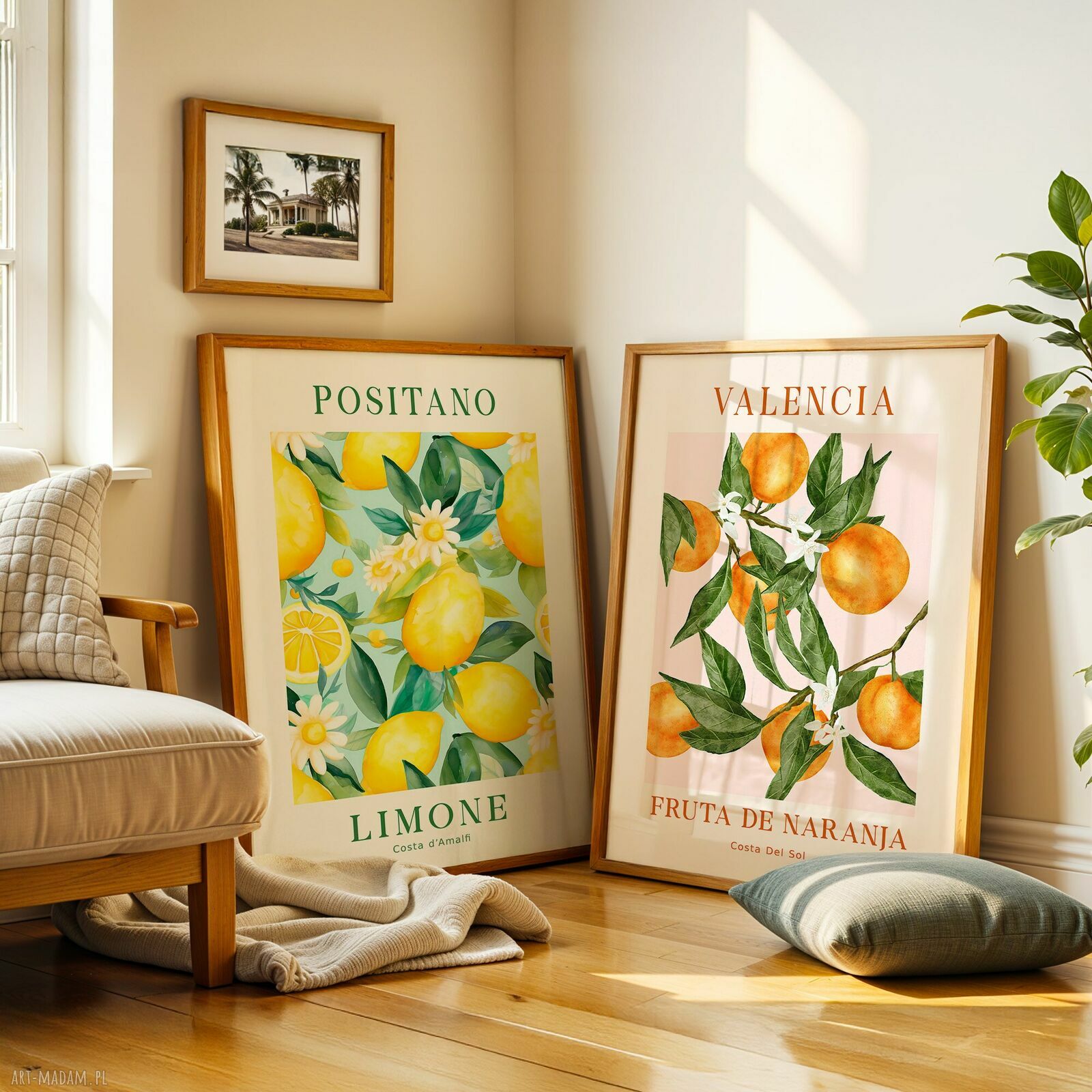 Zestaw 2 plakatów 50x70 Positano & Valencia na ścianę do kuchni i jadalni