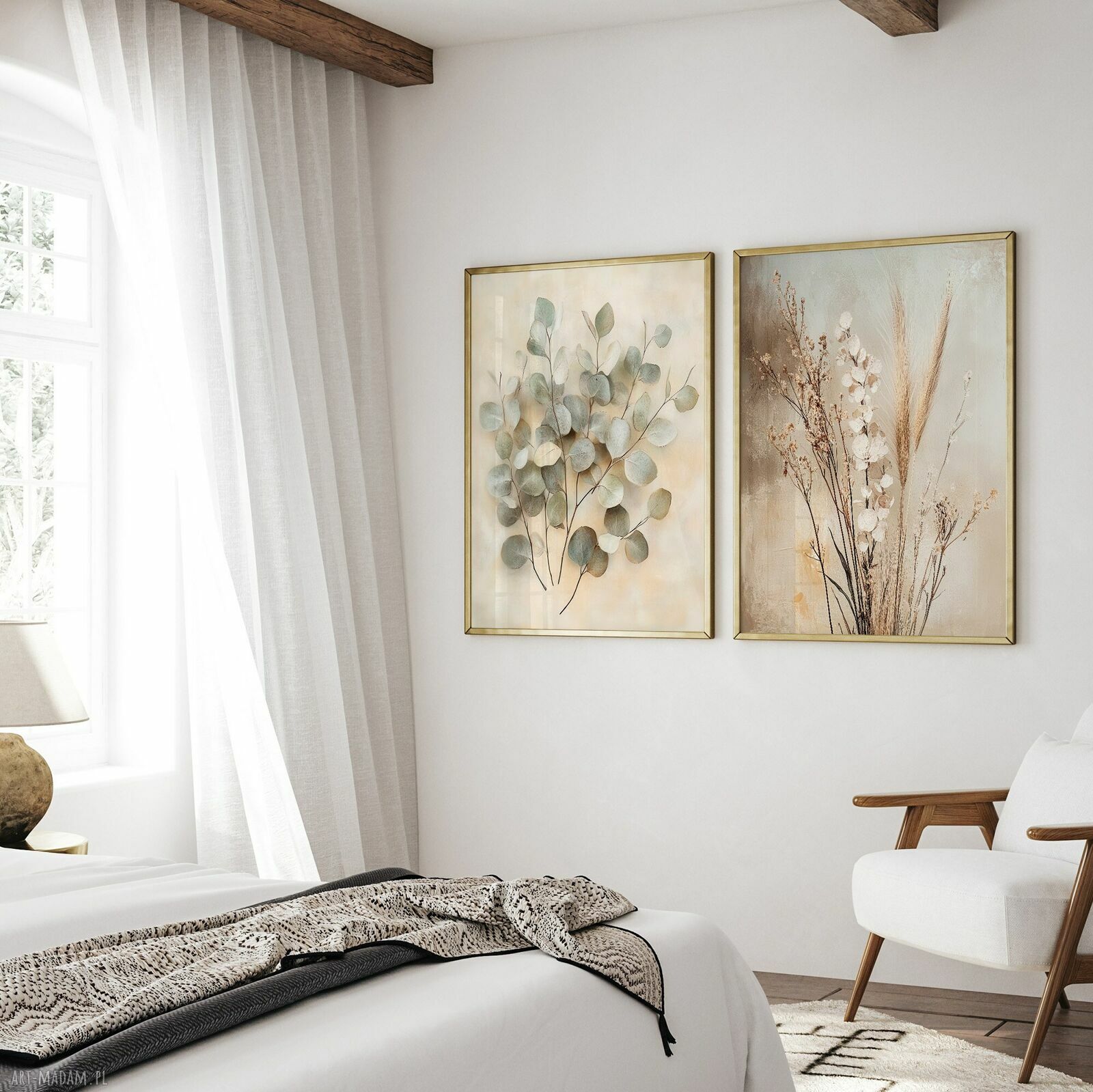 Zestaw 2 plakatów 61x91 cm z botanicznymi ilustracjami boho