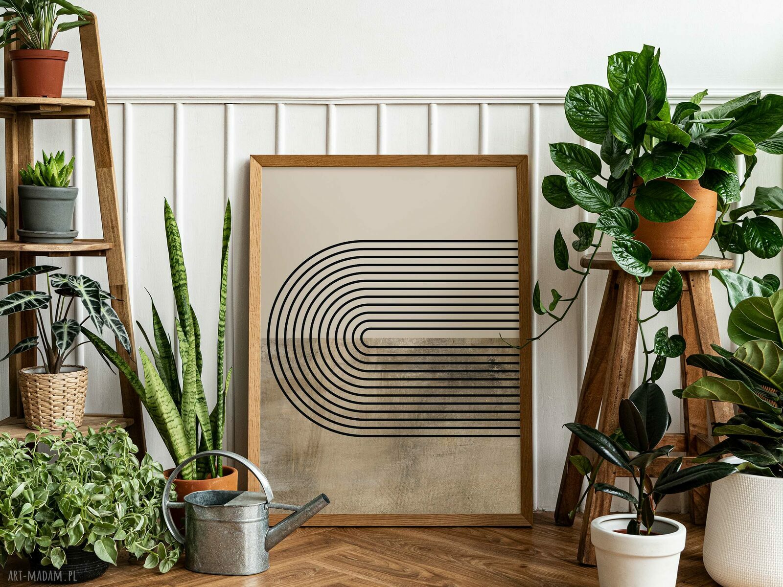 Tryptyk Lineart Abstr_03 - zestaw 3 plakatów 30x40 cm boho beże i brązy
