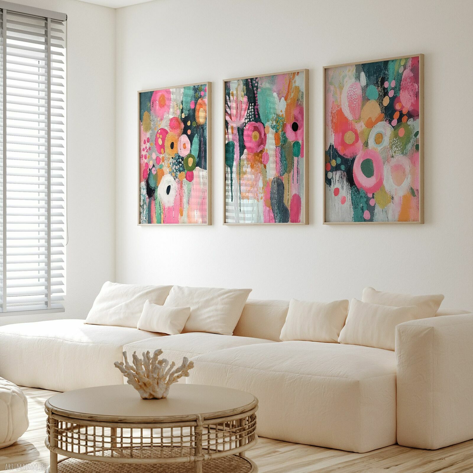 Tryptyk: zestaw 3 plakatów 50x70 cm Kwiaty w kolorach set201