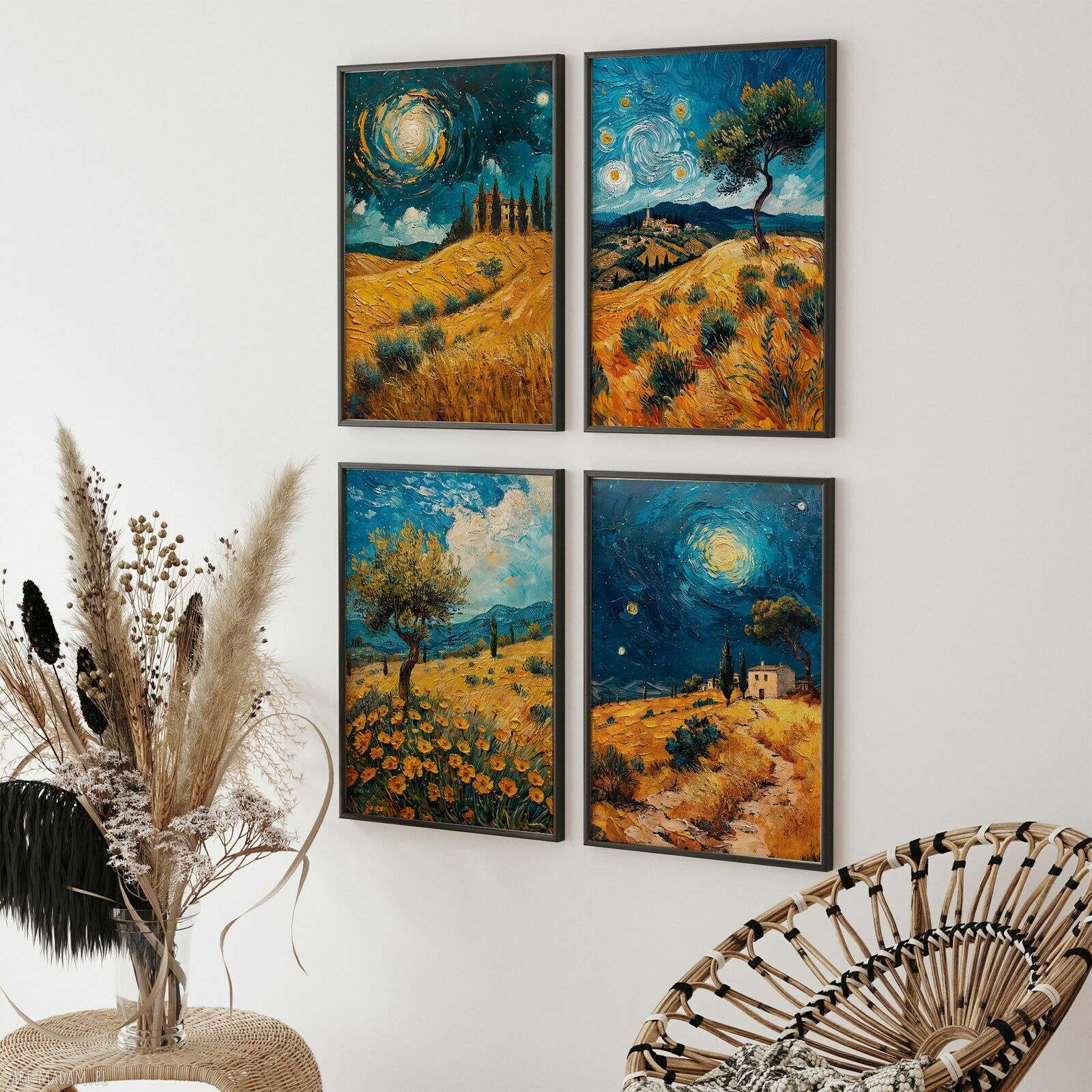 Zestaw plakatów 4x 30x40 cm w stylu Van Gogha - włoski pejzaż set222