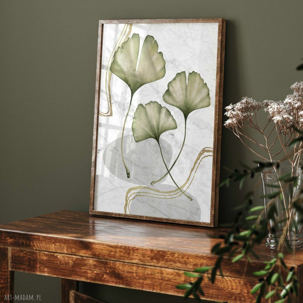 Zestaw plakatów 2 szt. 61x91 cm - liście miłorzębu (abstrakcja botaniczna)