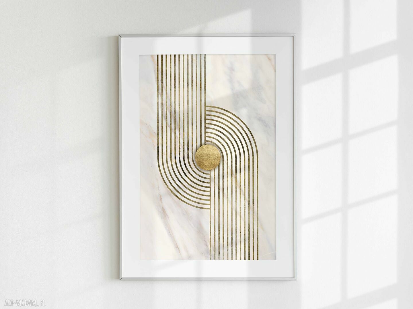 Tryptyk plakatów 30x40 cm w stylu Mid Century Modern (abstr_11) w beżowej tonacji