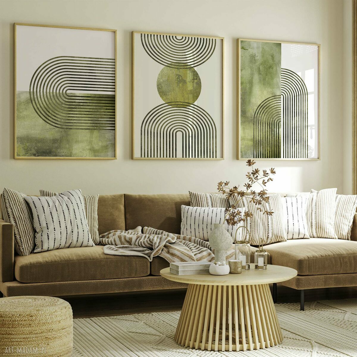 Zestaw 3 plakatów 30x40 cm boho w stylu Mid Century Modern (abstrakcja geometryczna)