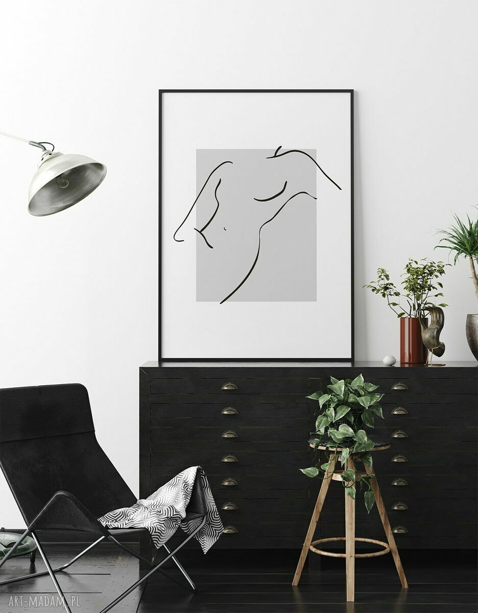 Zestaw plakatów 50x70 cm Akt line art (tryptyk) - 3 sztuki, bez ram