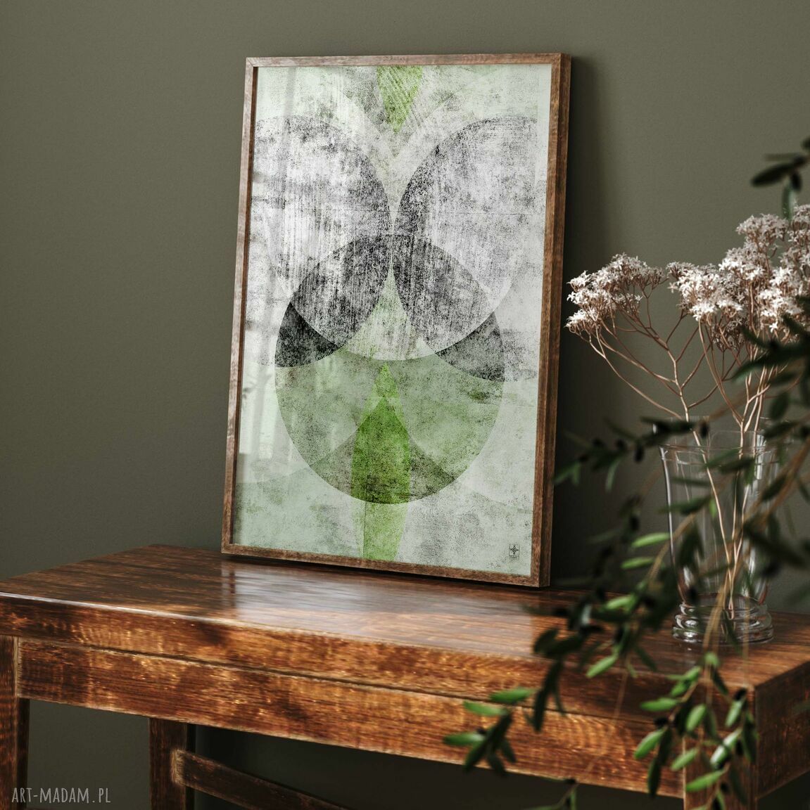 Zestaw plakatów 50x70 cm zielone abstrakcje (3 szt.)