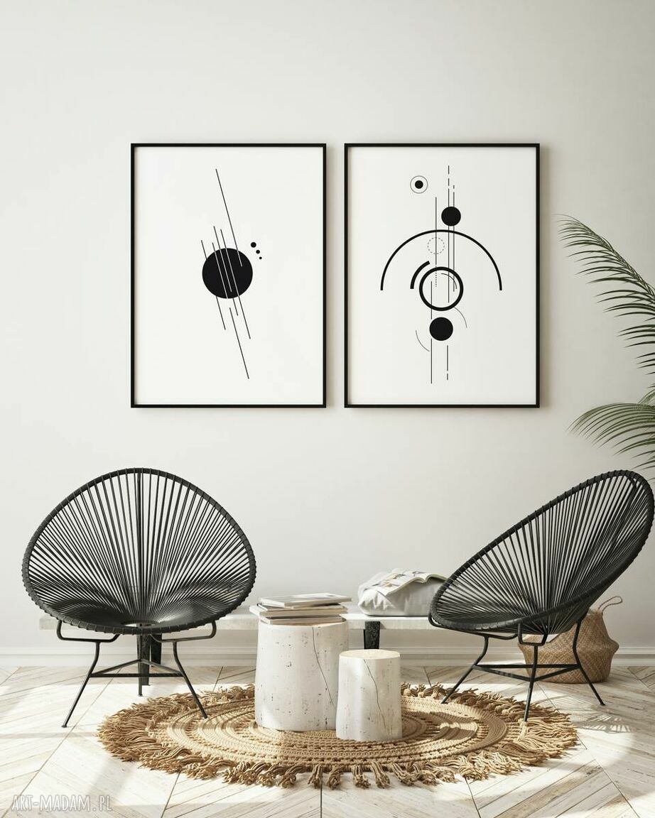 Zestaw 2 plakatów Black Circle 50x70 cm - czarno-biała grafika