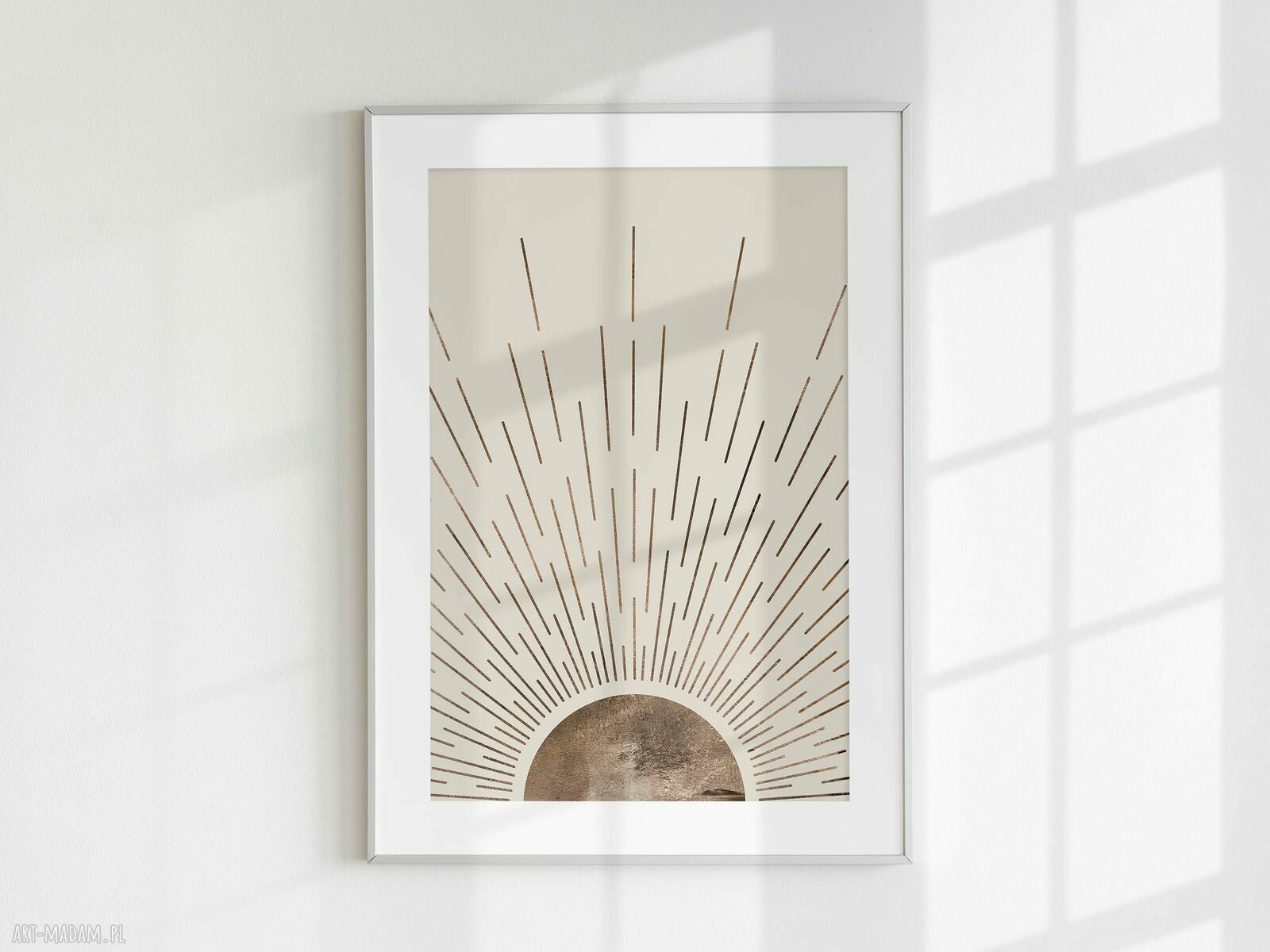 Zestaw 3 plakatów 40x50 cm boho w modnym stylu Mid Century Modern - abstrakcja geometryczna brąz i beż (tryptyk)