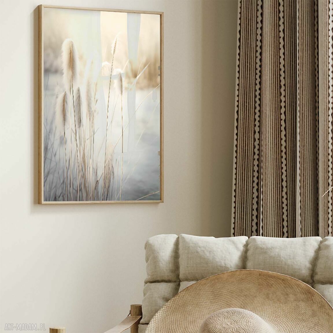 Tryptyk boho z trawami 50x70 cm - zestaw 3 plakatów dla Twojego wnętrza