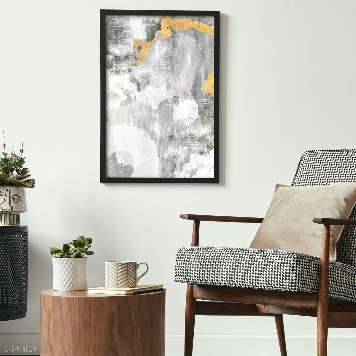 Zestaw 2 plakatów 50x70 cm - abstrakcja niegeometryczna w beżu i szarości