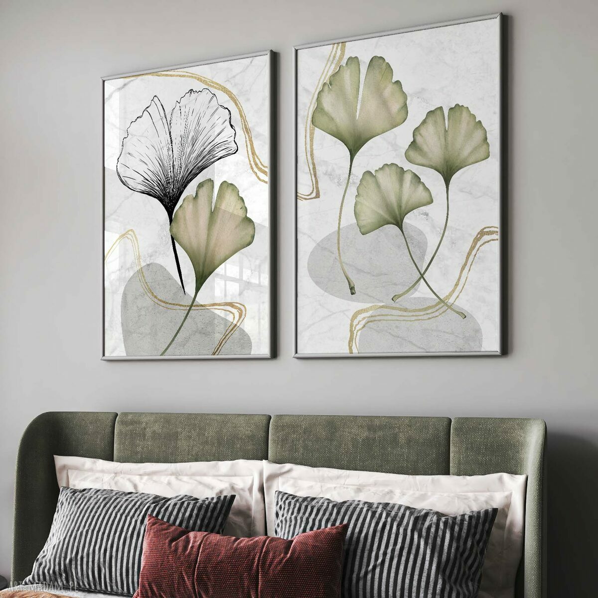 Zestaw plakatów 2 szt. 61x91 cm - liście miłorzębu (abstrakcja botaniczna)