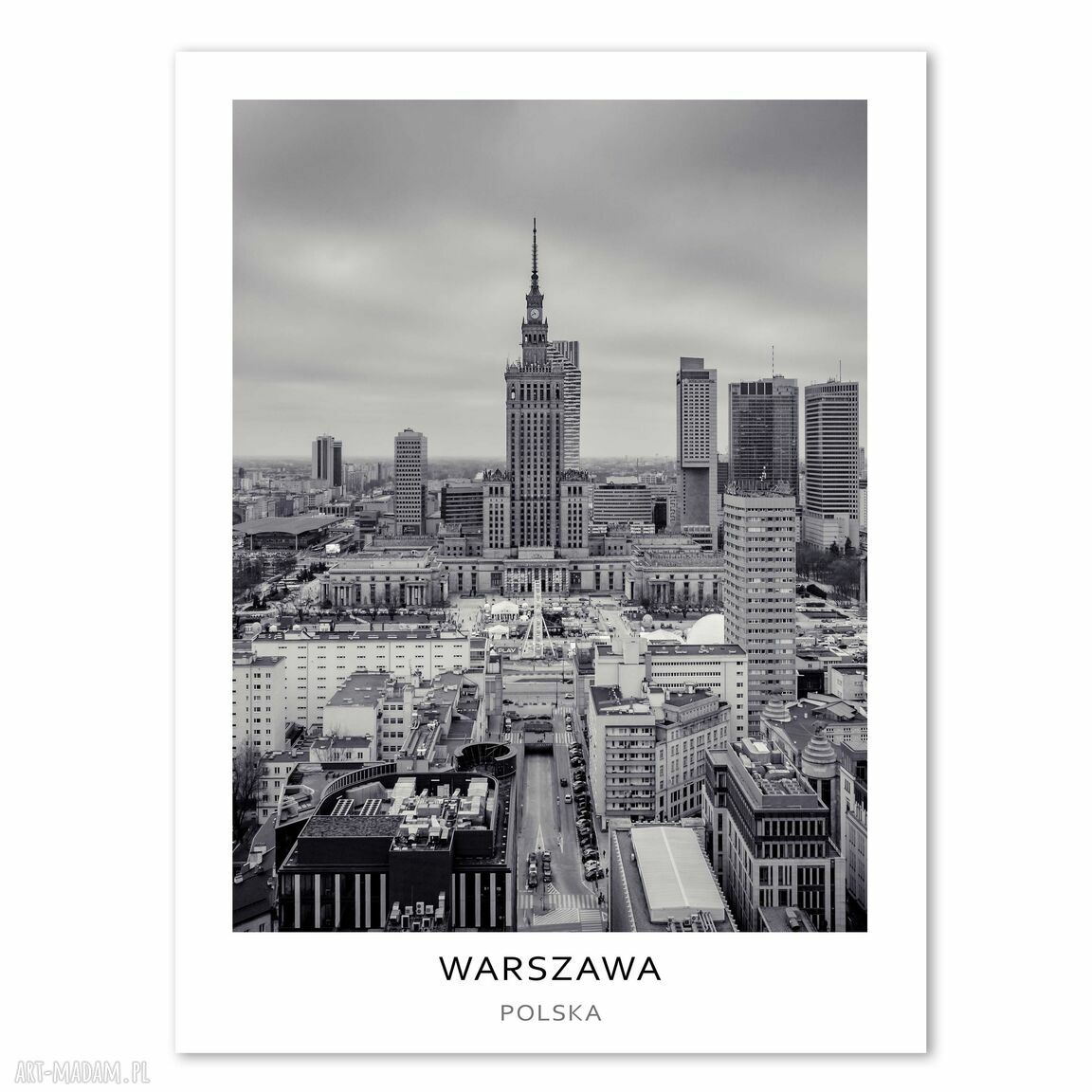 Zestaw plakatów 3x40x50 cm: Warszawa, Paryż i San Francisco (czarno-białe tryptyk)