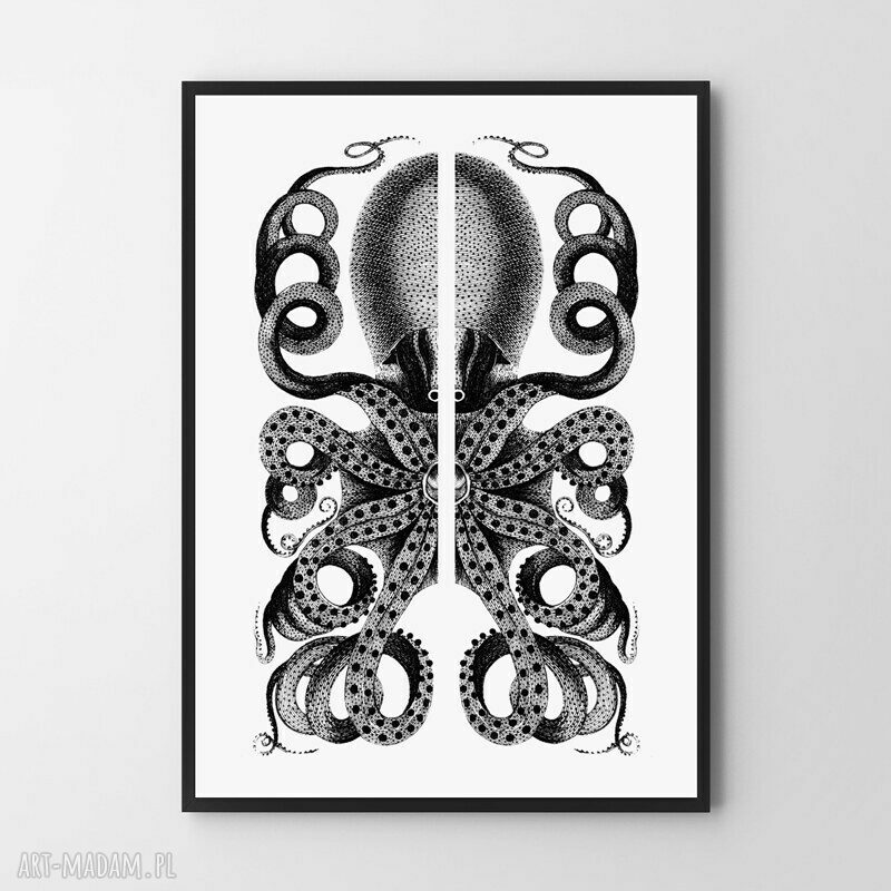 Zestaw 2 plakatów z ośmiornicami 30x40 cm czarno-białe