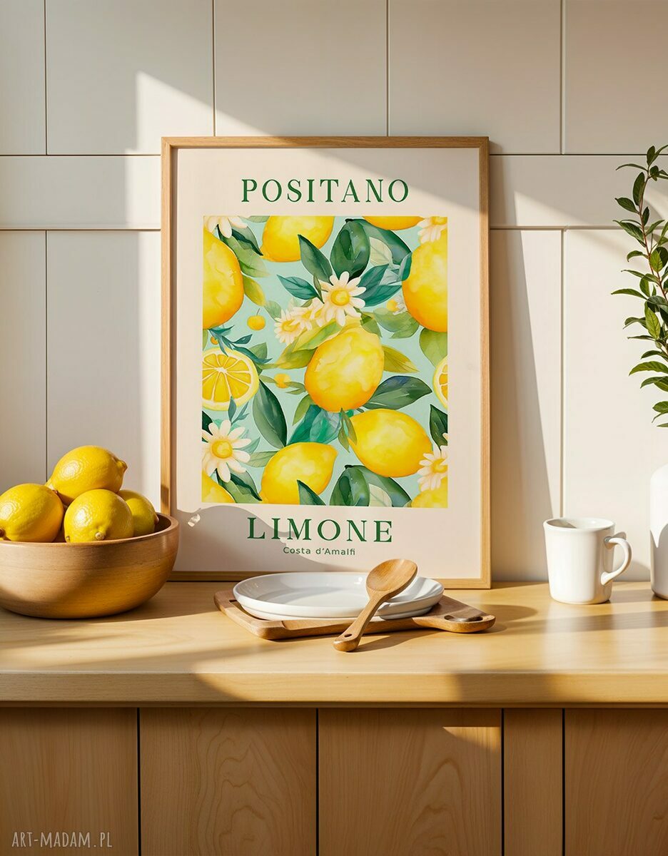Zestaw plakatów 2x 40x50 cm Positano & Valencia - cytrusowy klimat do kuchni i jadalni
