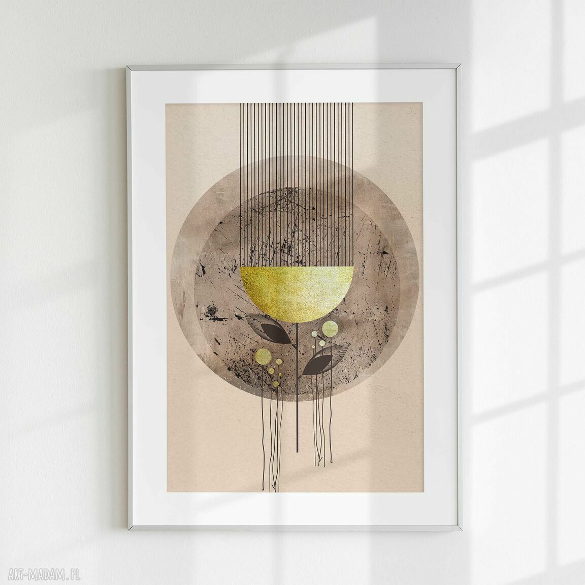 Zestaw 3 plakatów 50x70 cm - neutralna abstrakcja mid century modern