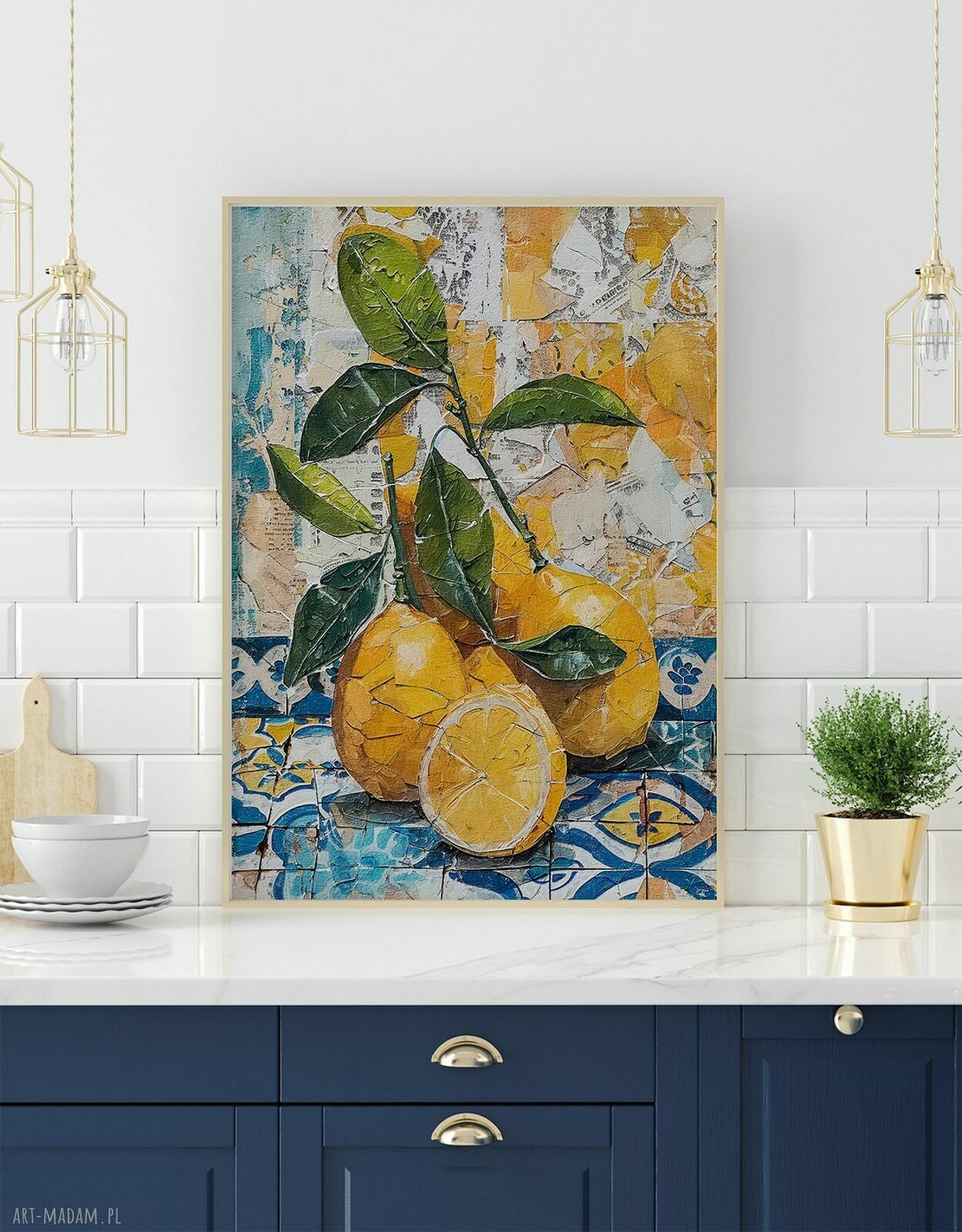 Zestaw plakatów 30x40 cm Cytryny i ceramika - 3 sztuki w formie tryptyku