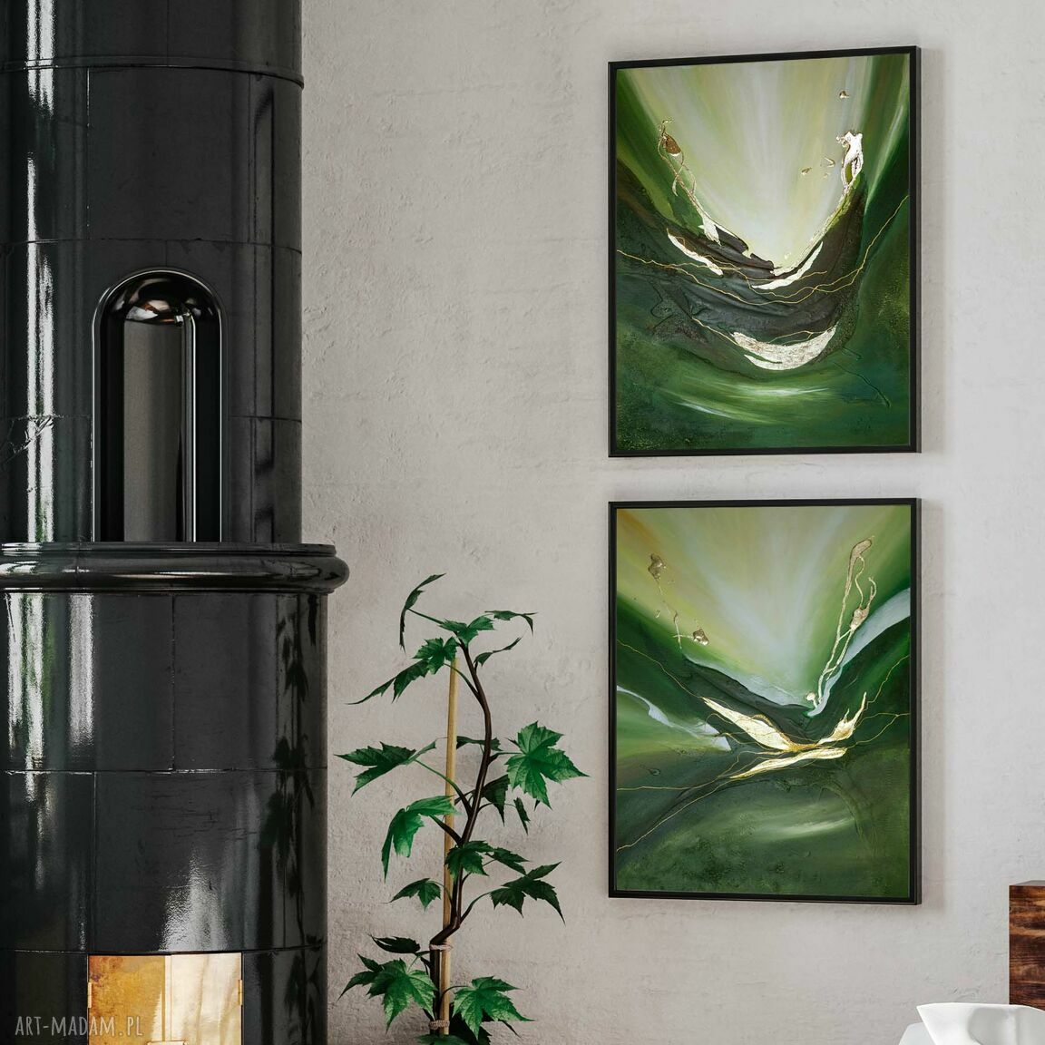 Zestaw 2 plakatów 50x70 cm - abstrakcja w zieleni (bez ram)