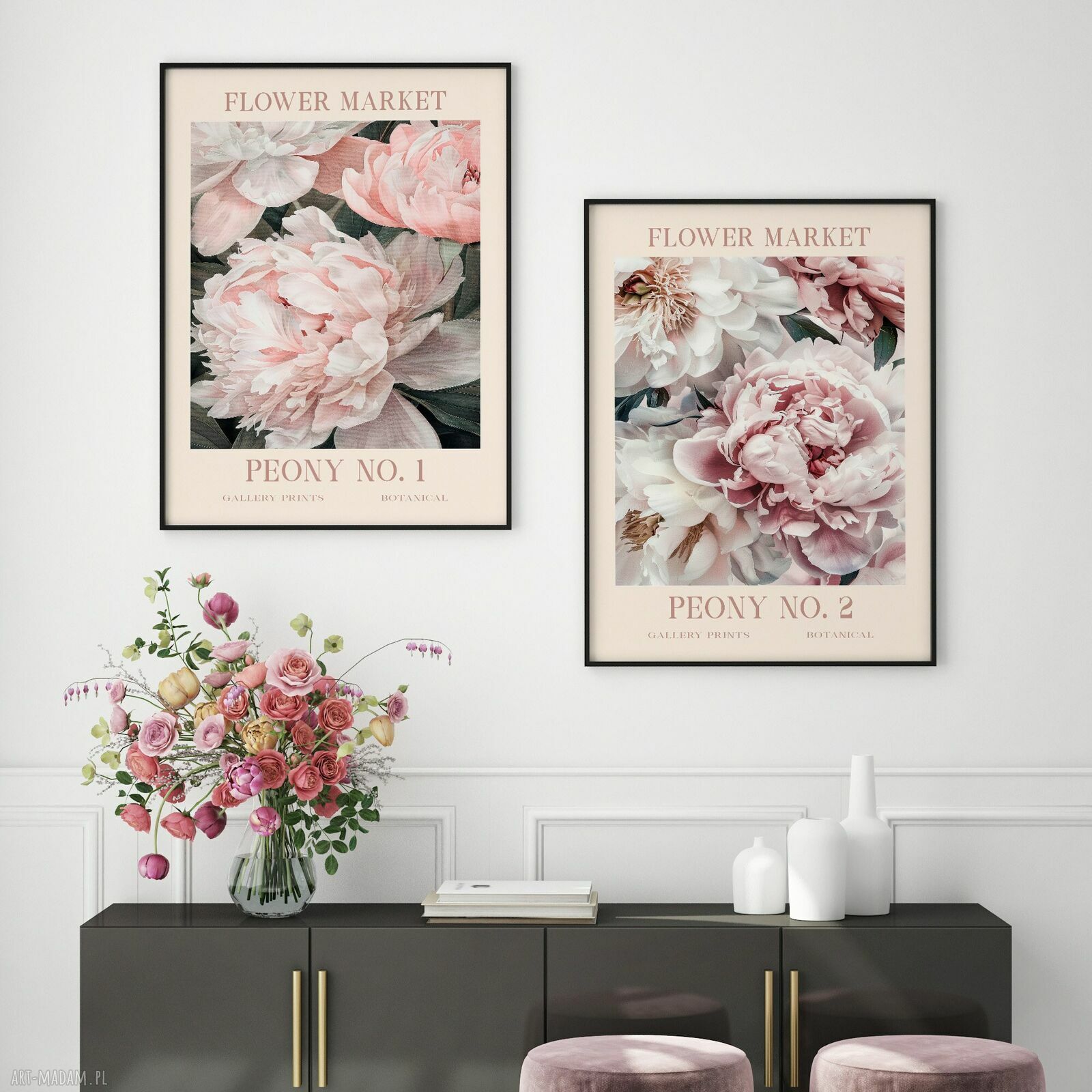 Zestaw 2 plakatów 61x91 cm Flower Market (kwiatowy klimat do Twojego salonu)