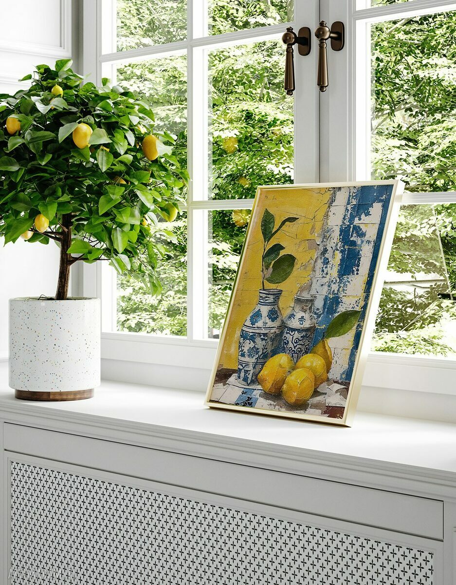 Zestaw plakatów 30x40 cm Cytryny i ceramika - 3 sztuki w formie tryptyku