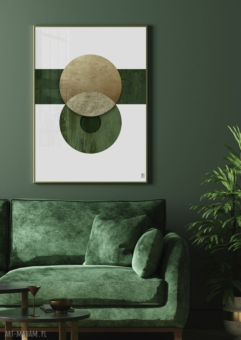 Zestaw 2 plakatów 40x50 cm - minimalistyczna abstrakcja w zieleni, bieli i beżu