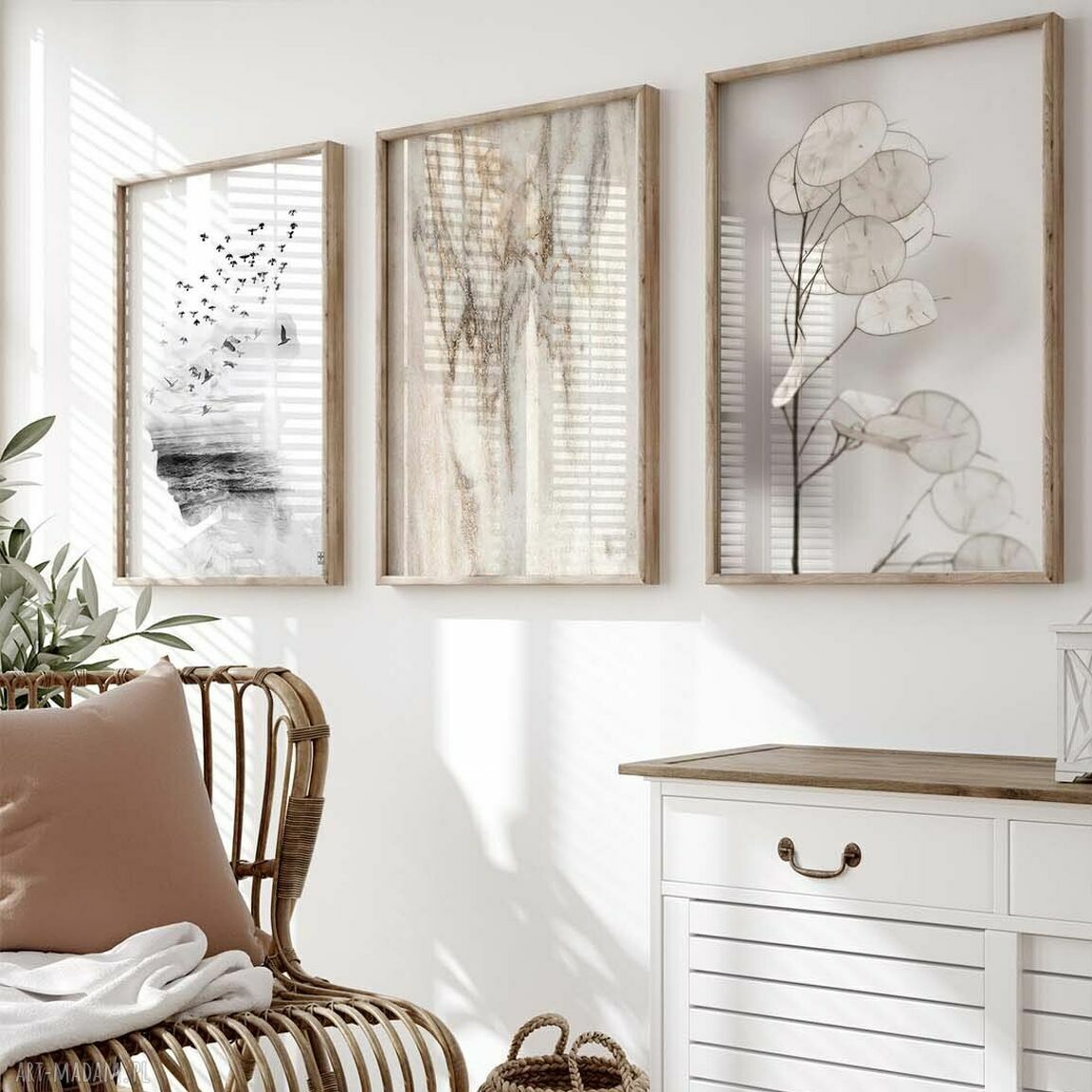 Zestaw 3 plakatów 40x50 cm - delikatne beże