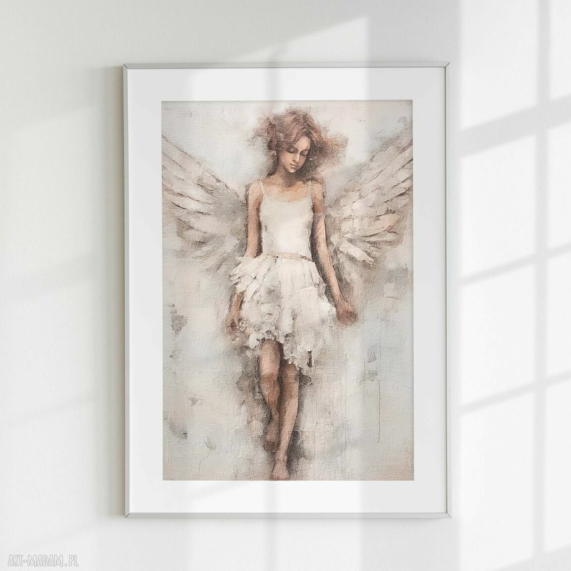 Tryptyk Aniołów 40x50 cm x3 - beżowo-białe plakaty