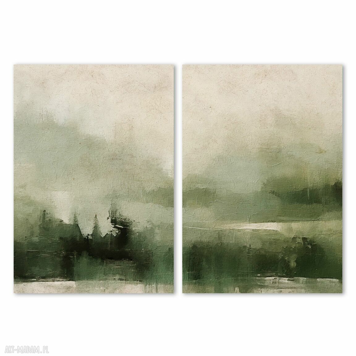 Abstrakcyjny pejzaż w zieleni - zestaw 2 plakatów 40x50 cm