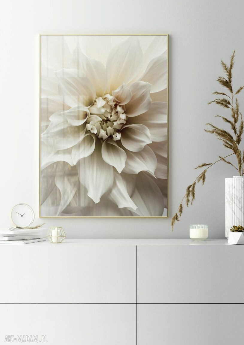 Zestaw plakatów 40x50 cm - białe kwiaty i abstrakcja (3 szt.)