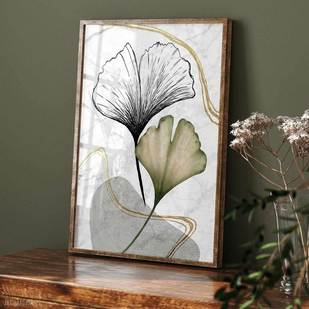 Zestaw plakatów 2 szt. 61x91 cm - liście miłorzębu (abstrakcja botaniczna)