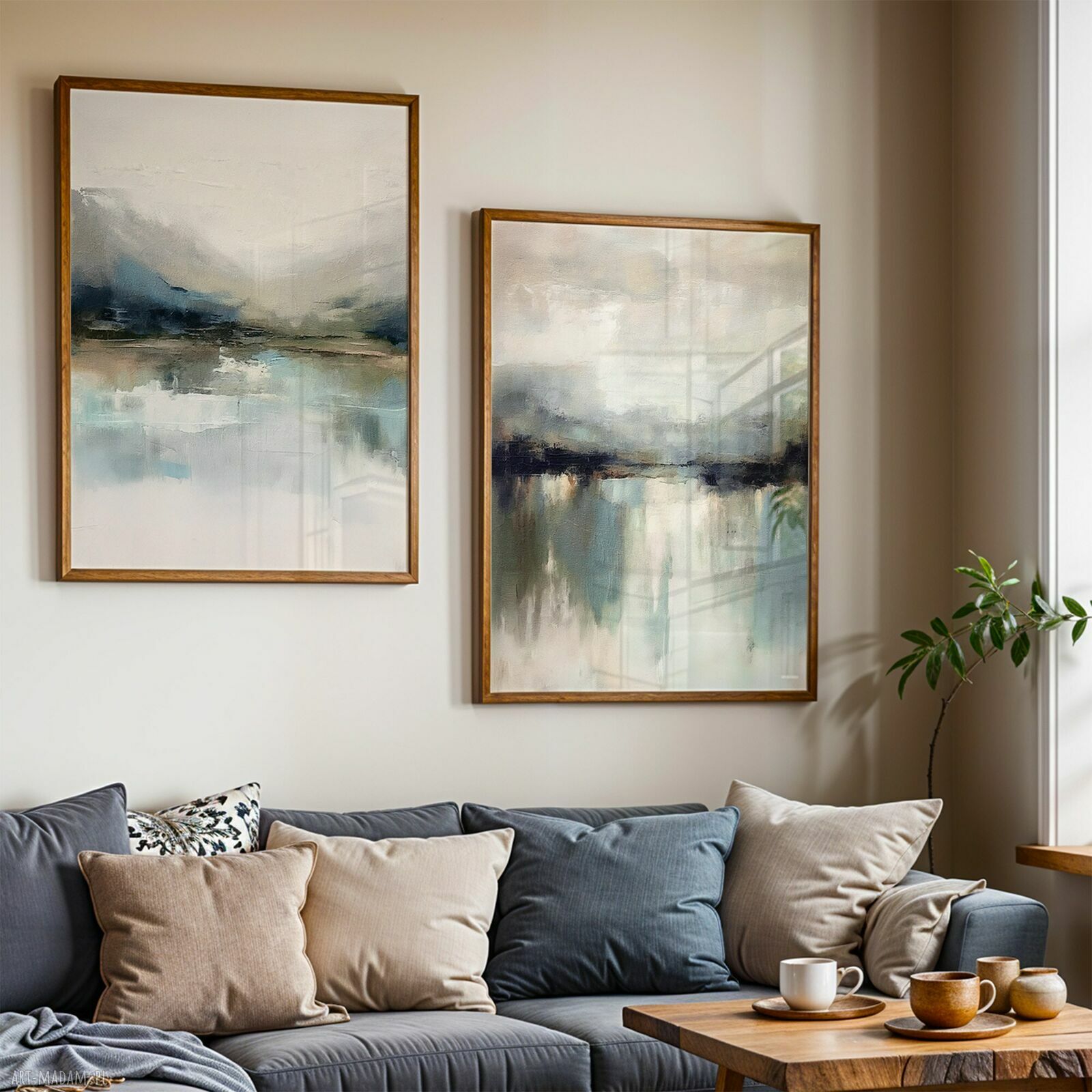 Zestaw 2 plakatów 30x40 cm - abstrakcyjny pejzaż w pastelach