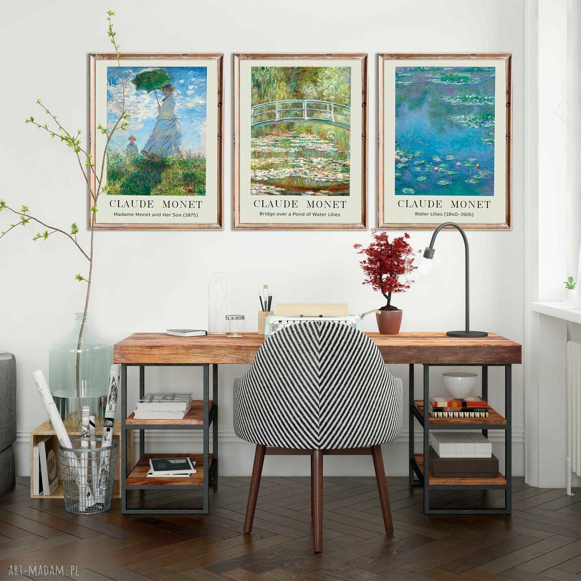 Zestaw plakatów 3-częściowy 50x70 cm Monet 01 - tryptyk do salonu