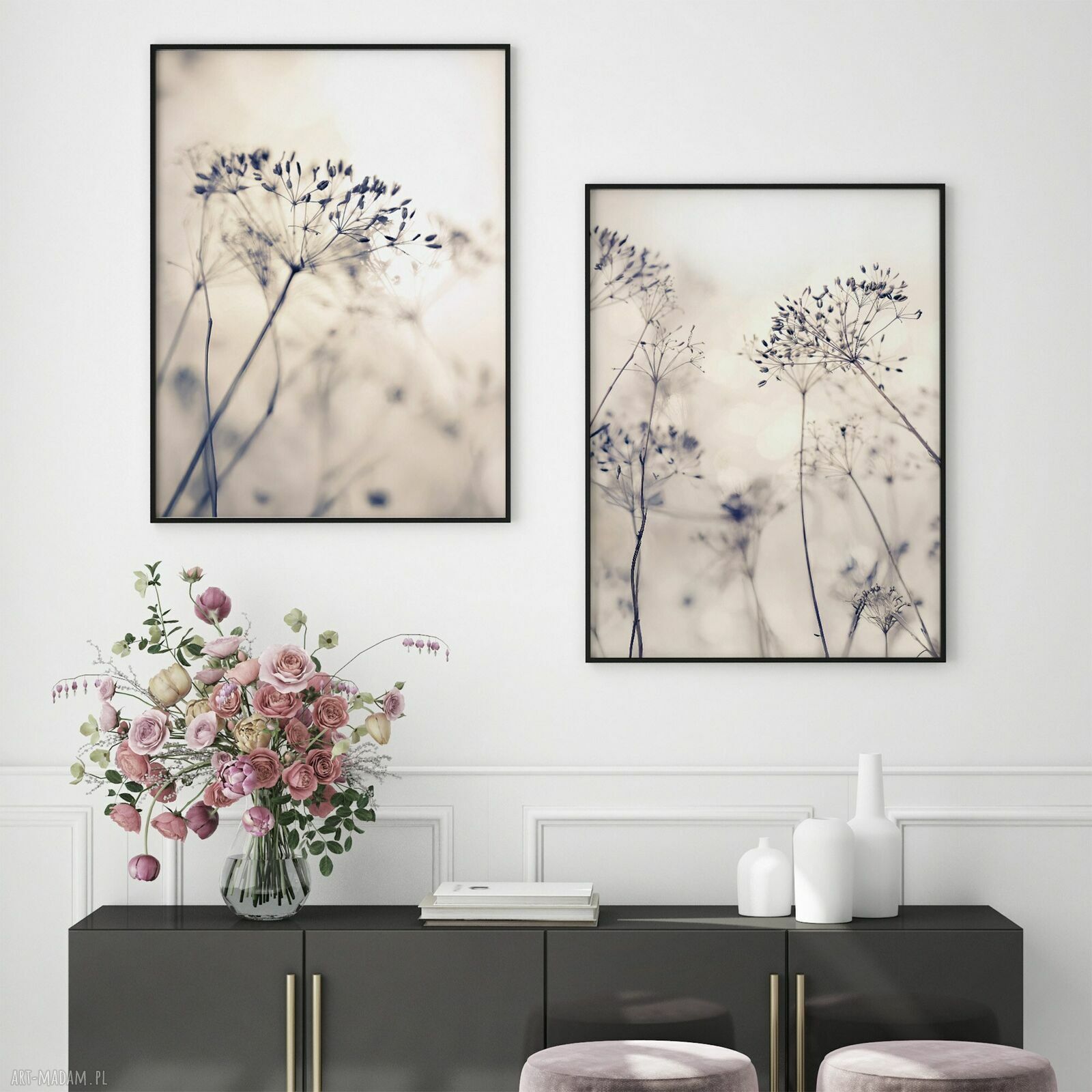 Zestaw 2 plakatów z kwiatami 40x50 cm - Łąka (set241)