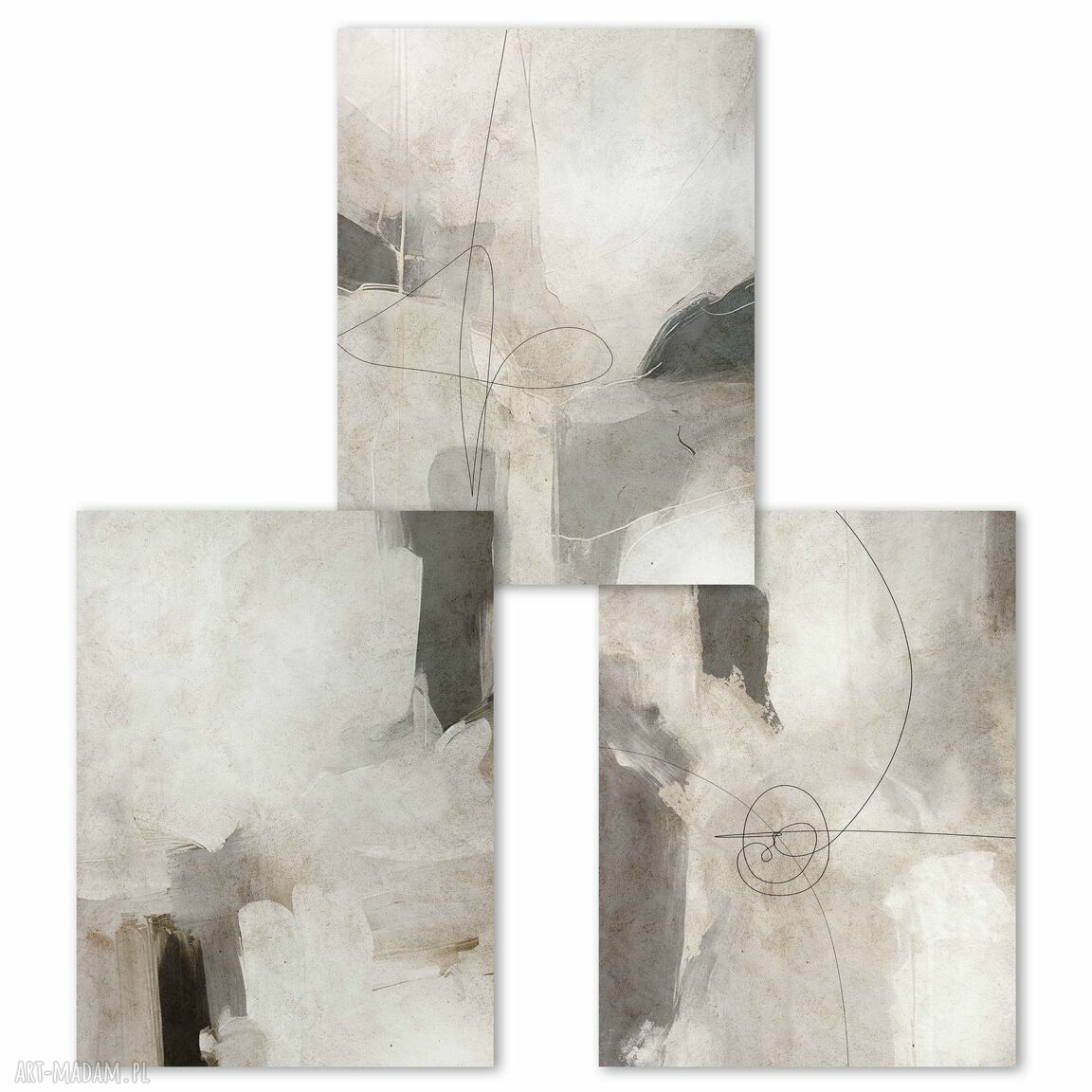 Zestaw plakatów 3x50x70 cm - tryptyk abstrakcji geometrycznej (abst22)