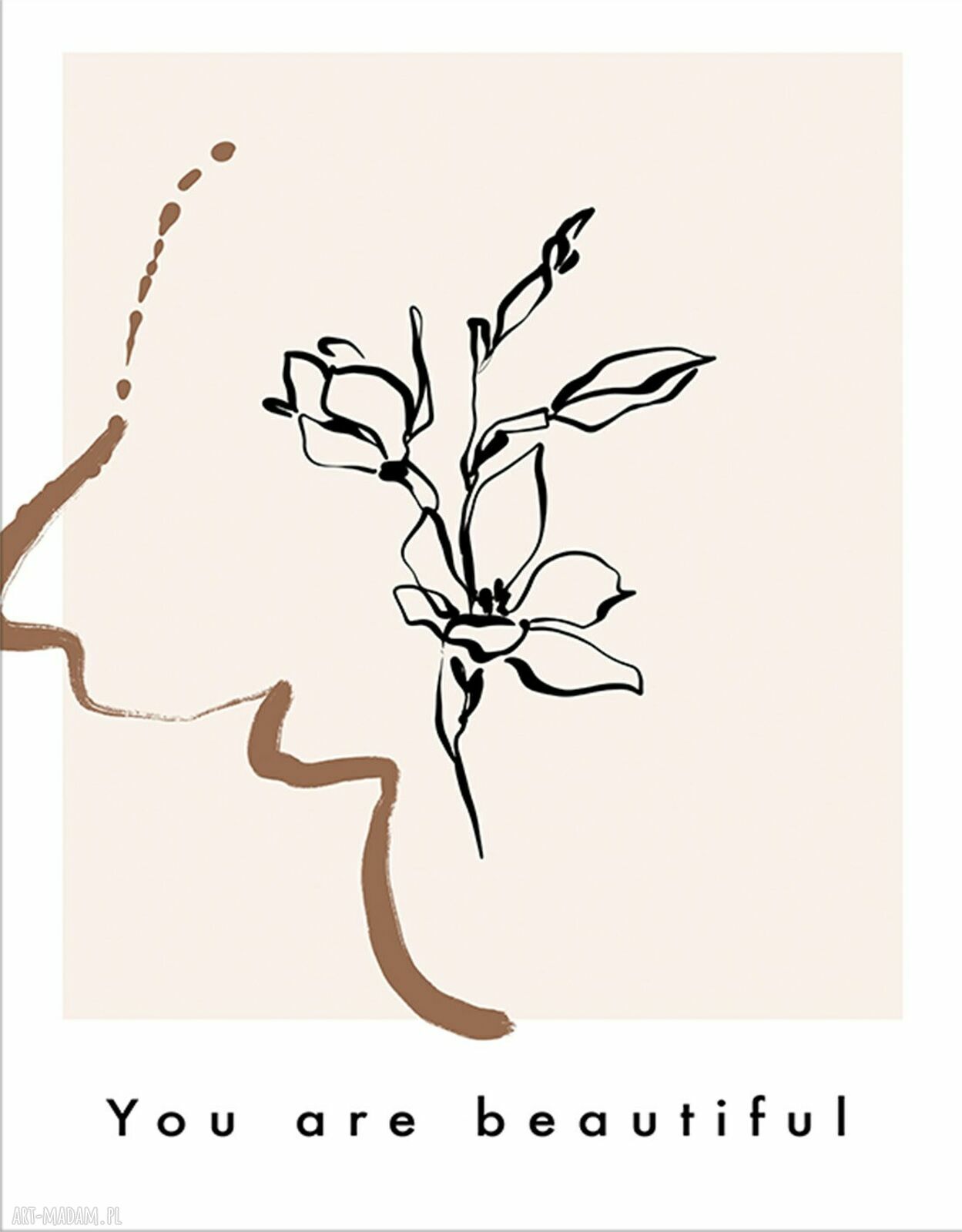 Zestaw 3 plakatów 40x50 cm Raspberryem - minimalistyczne kwiaty line art (bez ramek)