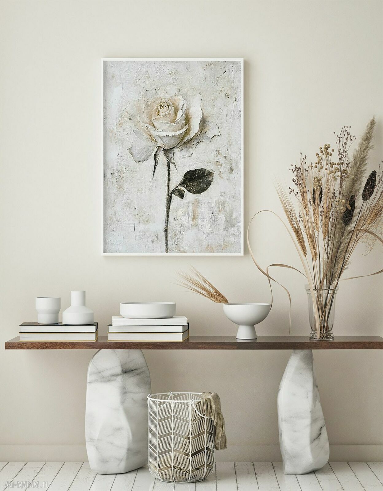 Zestaw 2 plakatów 40x50 cm - białe róże (bez ramek)