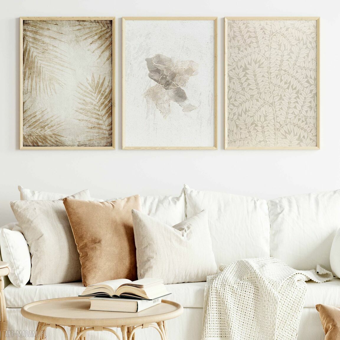 Zestaw plakatów 50x70 cm - abstrakcja i natura (tryptyk boho)