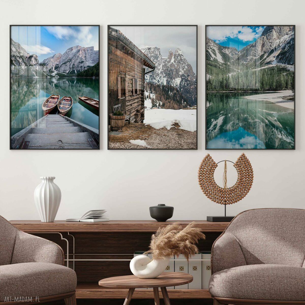Zestaw plakatów 40x50 cm - Górskie jezioro, Dolomity (3 szt.)