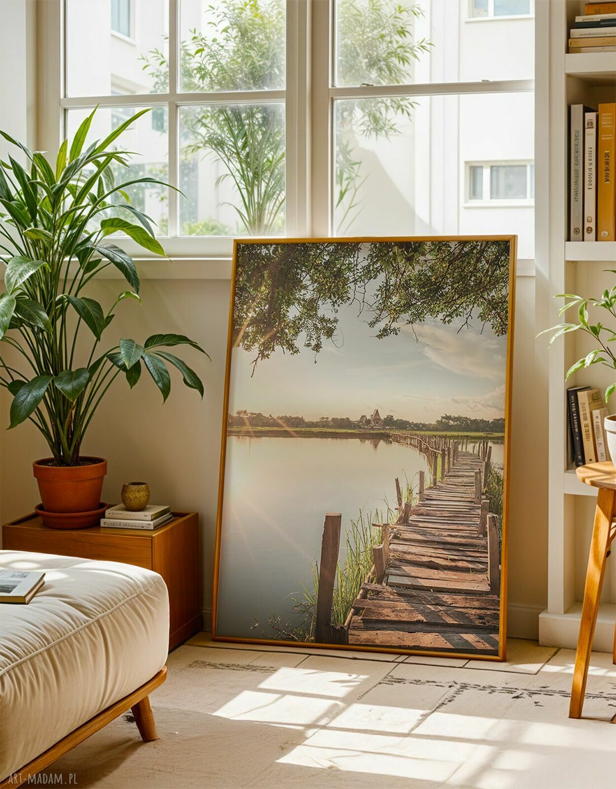 Zestaw 2 plakatów 40x50 cm: Pejzaż poranek (jezioro) - naturalne kolory na ścianę