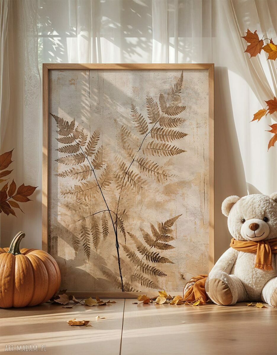 Zestaw 2 plakatów 30x40 cm Paproć w odcieniach ziemi (set229)