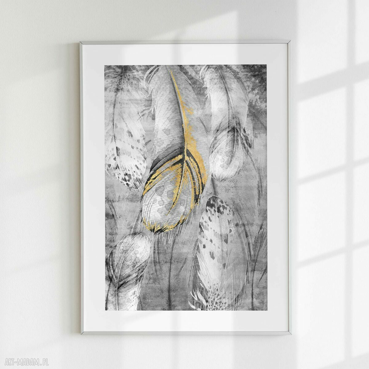 Zestaw dwóch plakatów 50x70 cm - czarno-biała abstrakcja piór