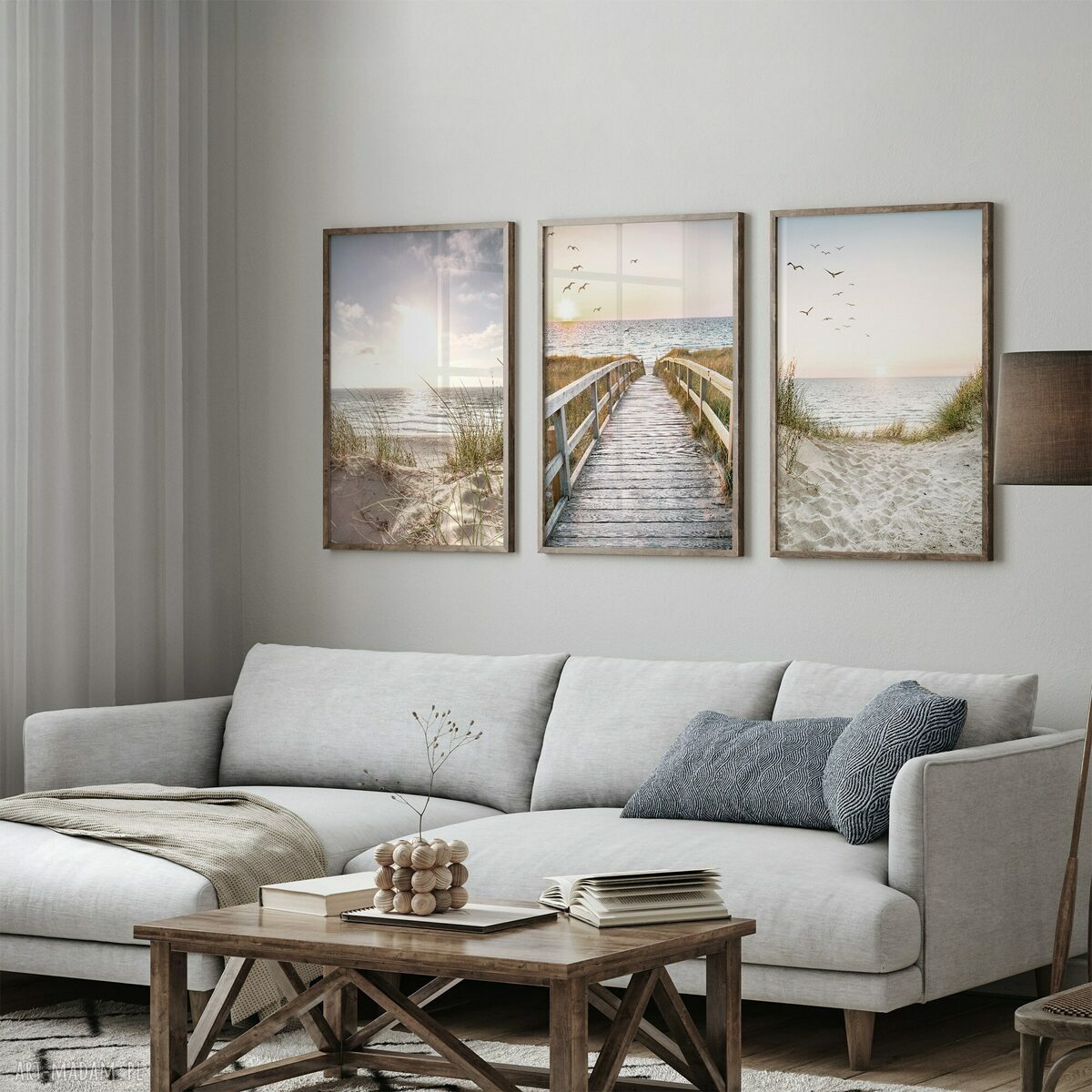 Pejzaże morskie w stylu Hampton - zestaw plakatów 50x70 cm (tryptyk)