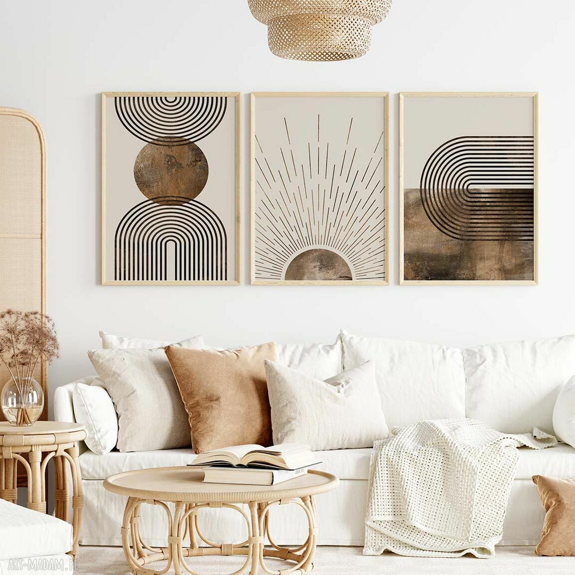 Tryptyk boho: zestaw 3 plakatów 30x40 w stylu Mid Century Modern (abstr_04)