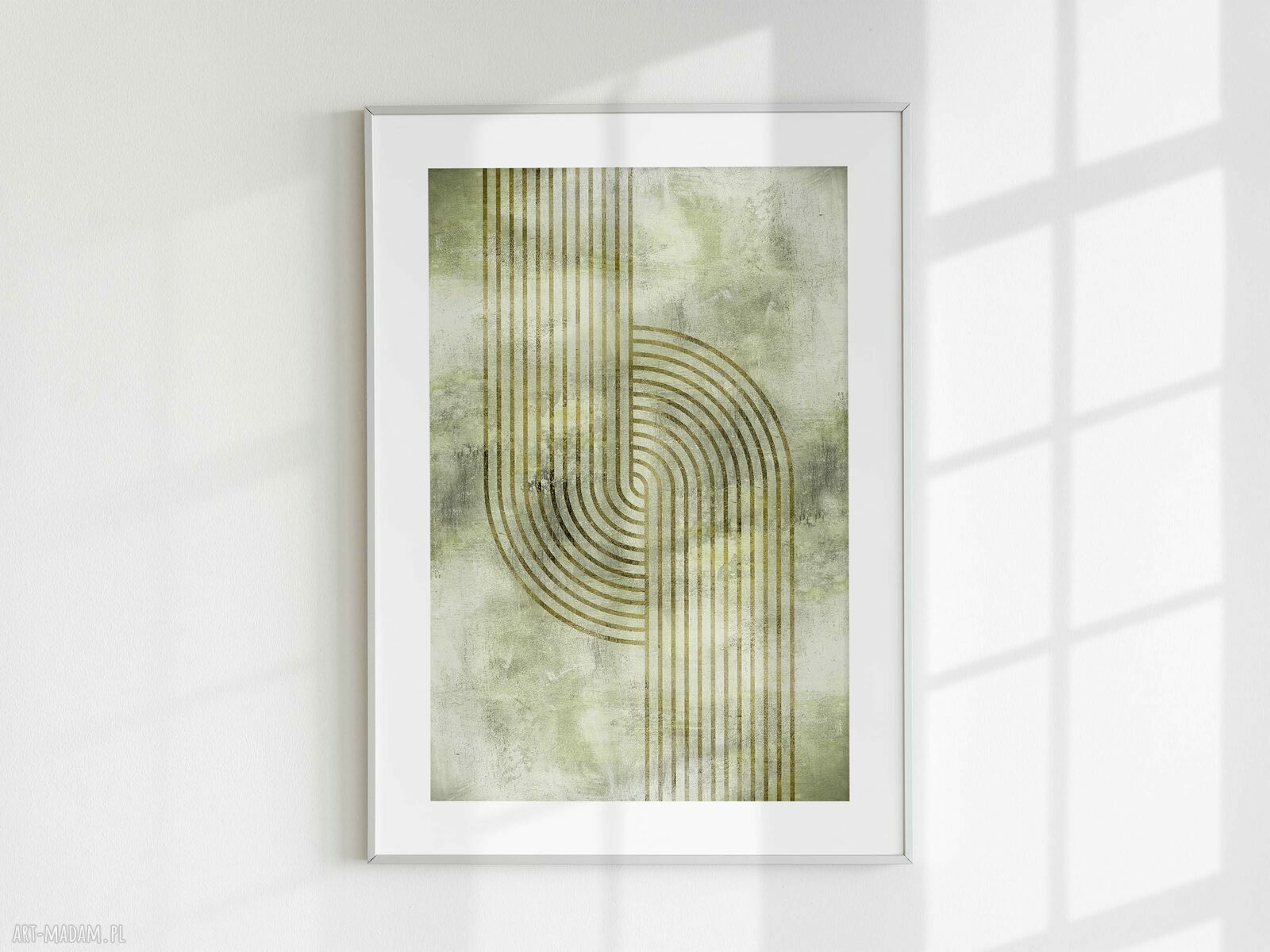Zestaw 3 plakatów 50x70 cm w kolorze zieleń - mid century modern abstrakcja
