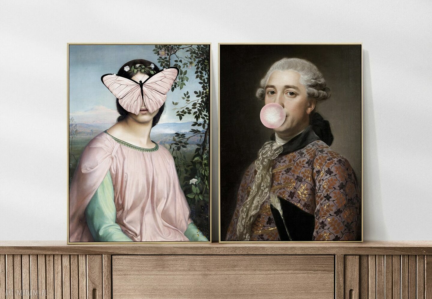 Zestaw 2 plakatów 30x40 cm: Dziewczyna Motyl i Dżentelmen z balonem